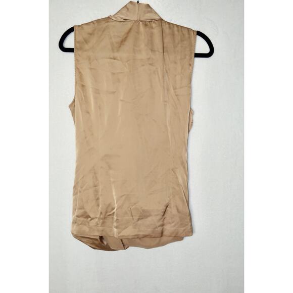 Boston Proper Marilyn Wrap V Neck Charmeuse Blouse Bronze Tan Gold Size 14 - Picture 4 of 4